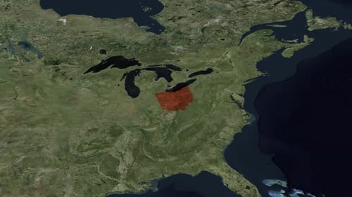 Satellite Map Zoom to Ohio State with Highlight