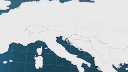 Highlight mit 3D-Karte „Blau von Slowenien“ mit Zeigernadel, umgeben von anderen Ländern in Weiß