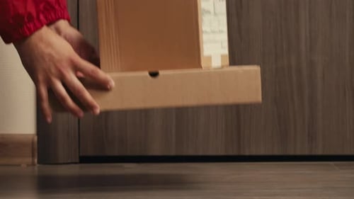 Food and Goods Delivery Box Contactless Online Shopping Volunteer Courier Delivers Parcel a to Door