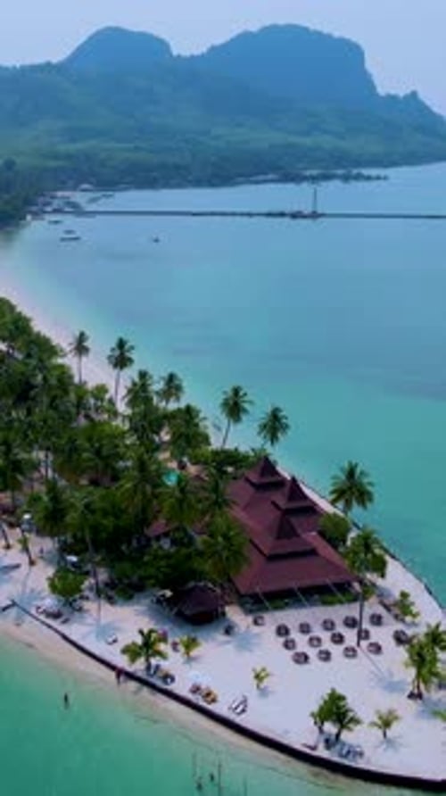 Koh Mook Island on a Sunny Day Thai Beach with Turqouse Colored Ocean During Summer