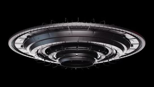 Futuristic 3D Animated UFO Flying Saucer Loop on Alpha Channel
