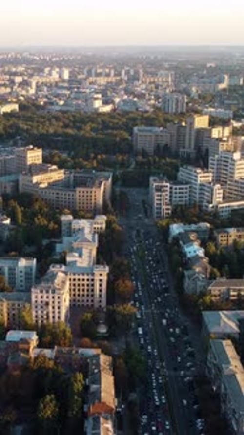 Golden Hour Over Kharkiv City Center Streets