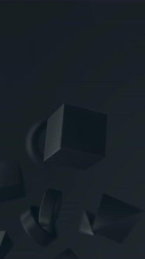 Abstract 3d Black Geometric Shapes Rotating Animation Loop Modern Minimalistic Background 3d Render