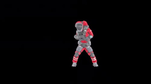 Astronaut tanzendes Twerk in rotem Anzug