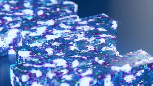 Abstrakte digitale Zahnräder, die sich in einer sich nahtlos wiederholenden Animation bewegen und Technologiekonzepte darstellen