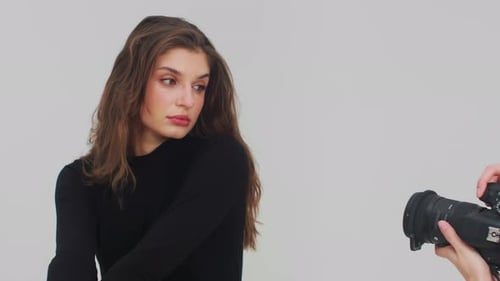 Woman Posing for Fashion Photoshoot in Studio