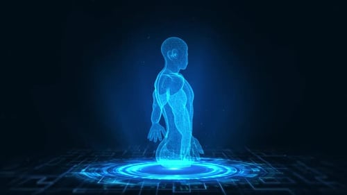 Futuristic Holographic Human Body Scan Animation for Science and Medical Projects