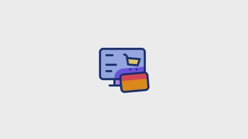 Flat Design Online Shopping Payment Icon Animation