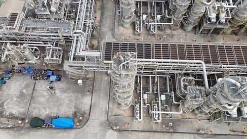 Industrial facility overview with advanced machinery and infrastructure in operation