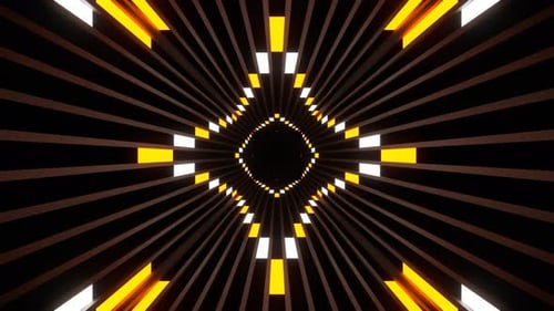 Orange And White Neon Line Move On Square Tunnel Background Vj Loop In 4K