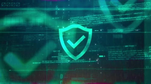 Security Shield Safe Logo On High Technology Futuristic Background