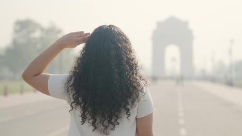 Indian Girl Saluting at India Gate