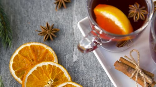 Festive Mulled Wine with Spices and Orange