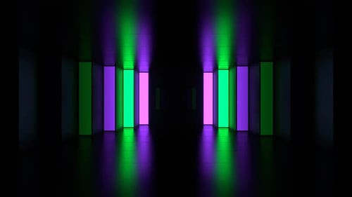 Corridor With Purple And Turquoise Neon Stepped Walls Background Vj Loop In HD