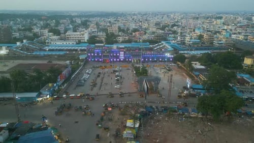 Warangal Railway Station and Govinda Rajula Gutta Temple Aerial View India. Stock video footage. 4K