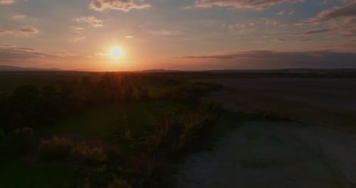 Beautiful Mystical Sunset Aerial View