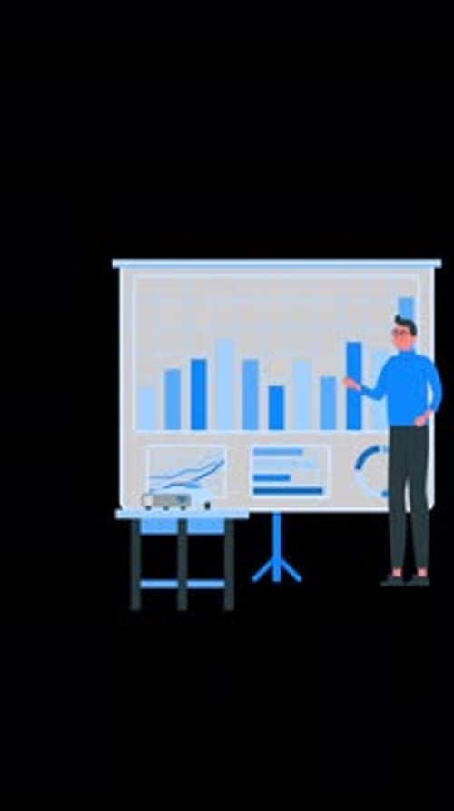 Office Worker Showing Business Presentation To His Boss Vertical Alpha Channel