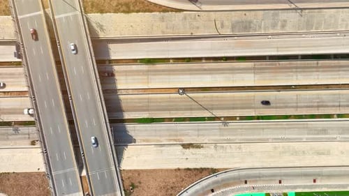 A highway interchange roads, Aerial view from drone