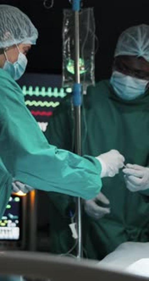 Doctors, nurse and surgery team in theater for medical support, healthcare safety