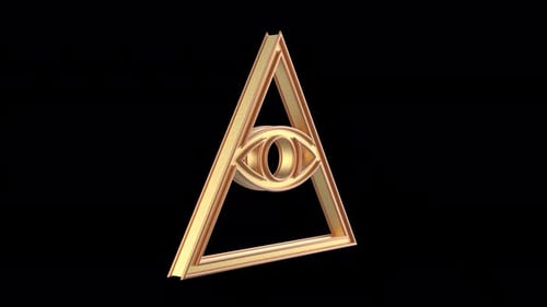 Golden All-Seeing Eye Triangle Rotating Symbol Animation