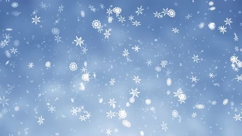 Animated Falling Snowflakes on Blue Winter Background