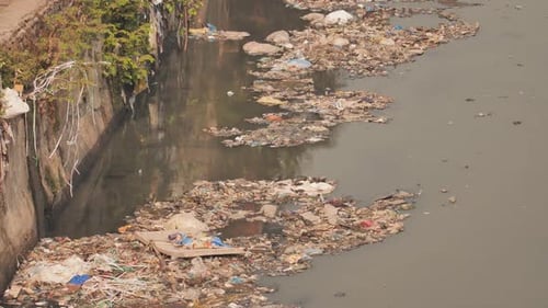 Dirty River in Dharavi Slums Mumbai India