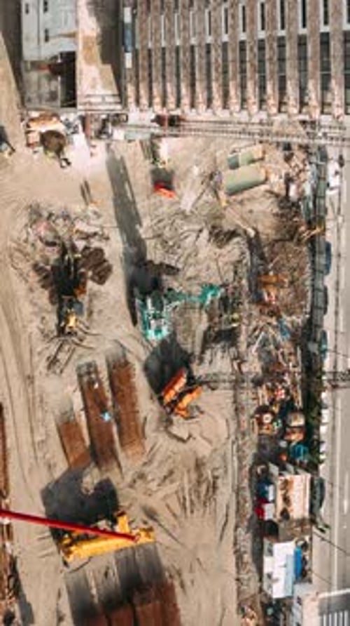Timelapse Aerial View On Construction Site