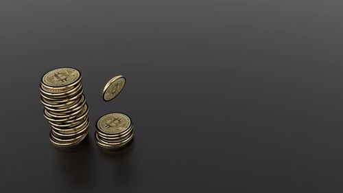 Piles de bitcoins dorés