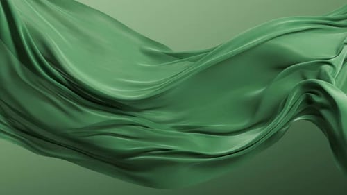 Flowing green wave cloth background