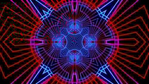 Blue and pink circular design. Kaleidoscope VJ loop