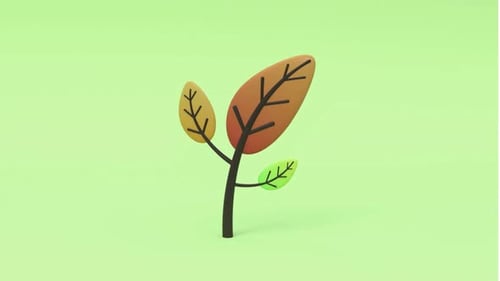 Tree with colorful leaves on green background