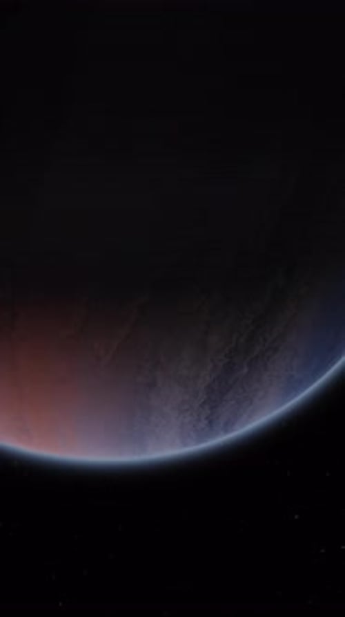 Alien Giant Gas Planet on Dark Space Background Red Blue Atmosphere Exoplanet