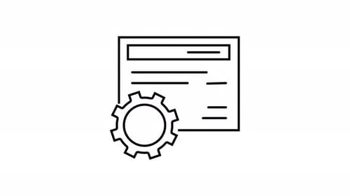 Icono de engranaje animado con página web para ajustes o configuraciones