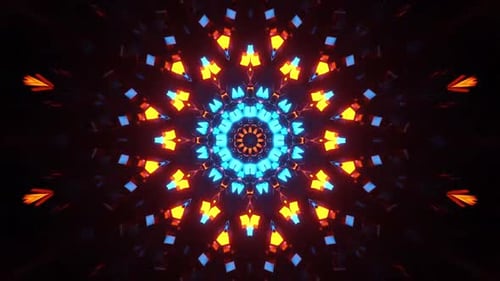 Túnel abstracto dinámico con brillantes formas geométricas en movimiento