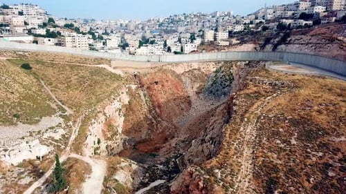West Bank Seperation wall Drone shot