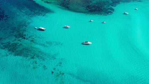 Yacht on lagoon at sunny day. Sailing boat. Yacht in the sea, aerial photography drone. Amazing yach