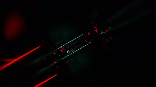 Turquoise And Red Corridor With Neon Lasers And Honeycombs Background Vj Loop In 4K