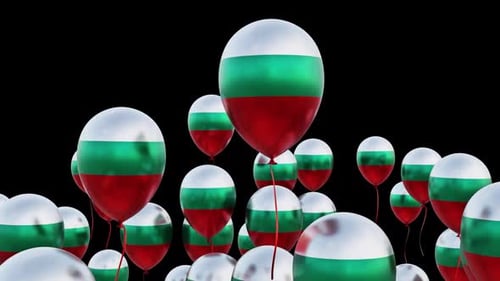 Animated Bulgarian Flag Balloons Flying Upward Loop