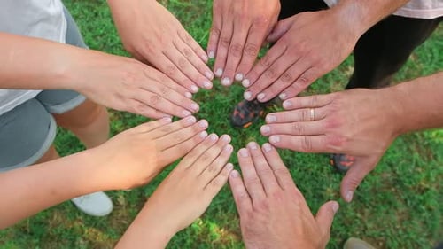 Joined Hands As a Team Business Teamwork Close Up Group of Multiracial Friends Meeting Join Hands