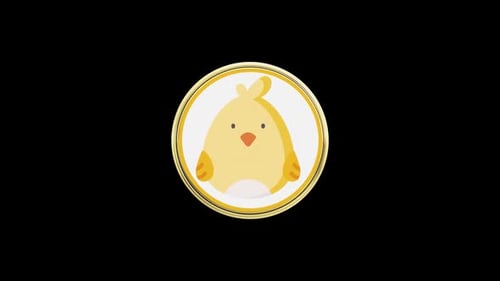 Rotating Golden Coin with Cute Chick Animation