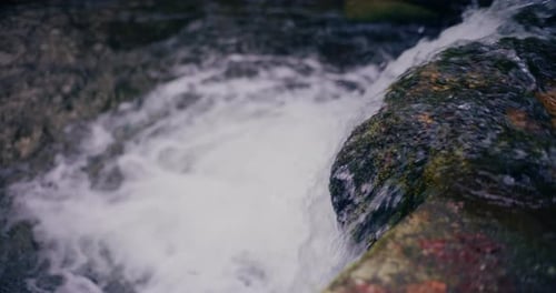Pure Fresh Water In Mountains River Strem Waterfall
