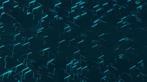 Abstrakter 3D-Hintergrund mit leuchtenden blauen Linien und Formen