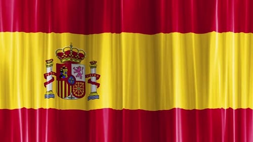Spain National Flag with Waving Silk Effect Animation