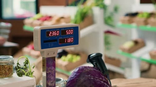 Modern Grocery Store Scale in Empty Shop