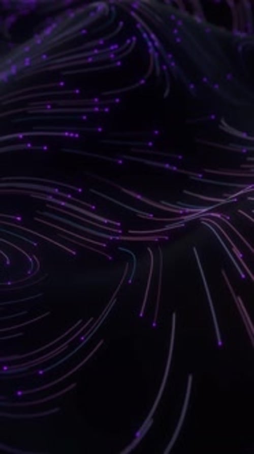Abstract Flowing Purple Lines and Particles Background