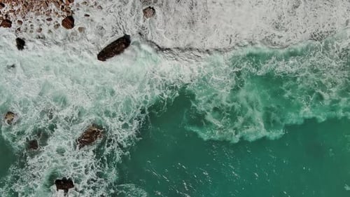 Beach and Sea Waves Top Vew