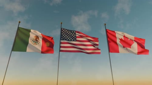 Waving United States Mexico and Canada for 2026 Soccer World Sport Events