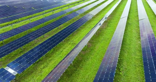 Renewable Electricity with Zero Emission Sustainable Electric Power Plant with Many Rows of Solar