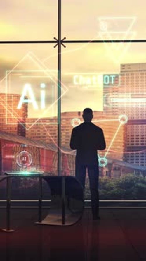 A Businessman Uses Artificial Intelligence in His Work 3D Render