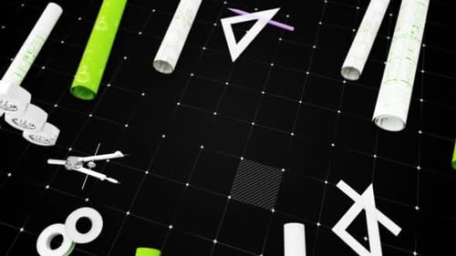 Blueprint Engineer Desk Green Black Background